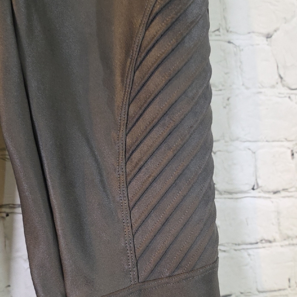 Spanx Faux Leather Moto Leggings in a gray or "gunmetal" - Picture 3 of 5